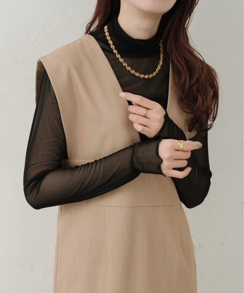 Ambre Ciel（アンブルシエル）の「シアーメローハイネックトップス／【WEB/EC限定商品】（Tシャツ/カットソー・レディース・オレンジ/ライトグリーン/ダークブラウン/ブラック/アイボリー・FREE）」の19枚目の写真