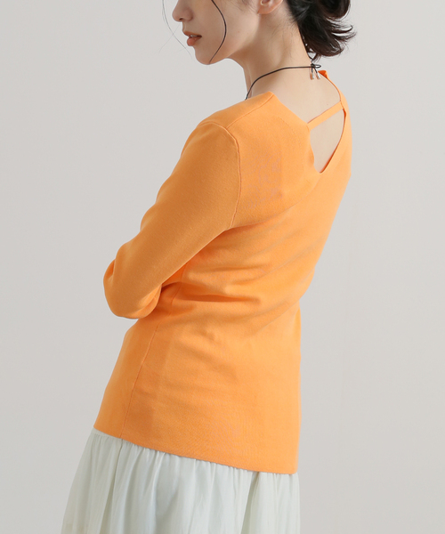 IENA LA BOUCLE AZZURRA 総針Vネックプルオーバー