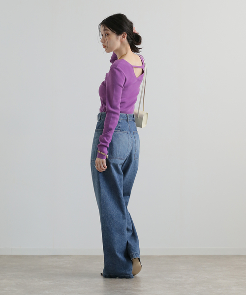 IENA LA BOUCLE AZZURRA 総針Vネックプルオーバー