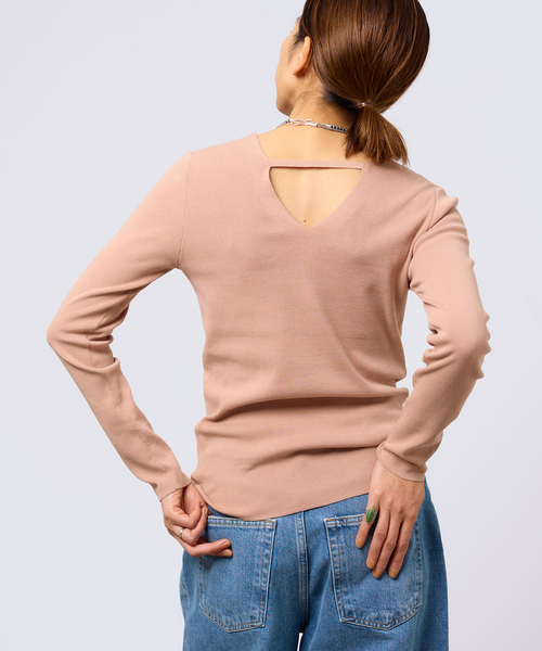 IENA LA BOUCLE AZZURRA 総針Vネックプルオーバー