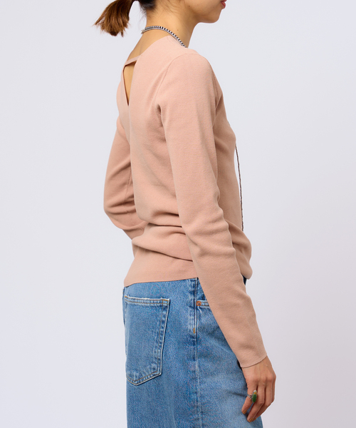 IENA LA BOUCLE AZZURRA 総針Vネックプルオーバー