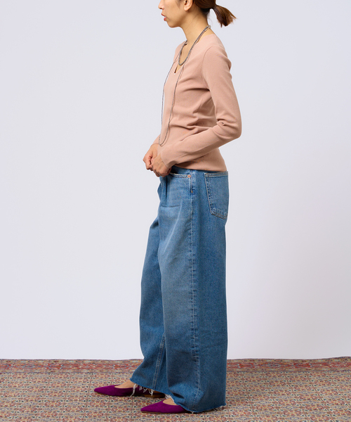 IENA LA BOUCLE AZZURRA 総針Vネックプルオーバー