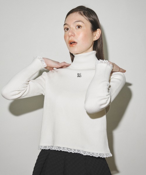 MIRO AMURETTE（ミロアミュレット）の「MIRO lace turtleneck/リブニットトップス（ニット/セーター・レディース・ホワイト・FREE）」の8枚目の写真