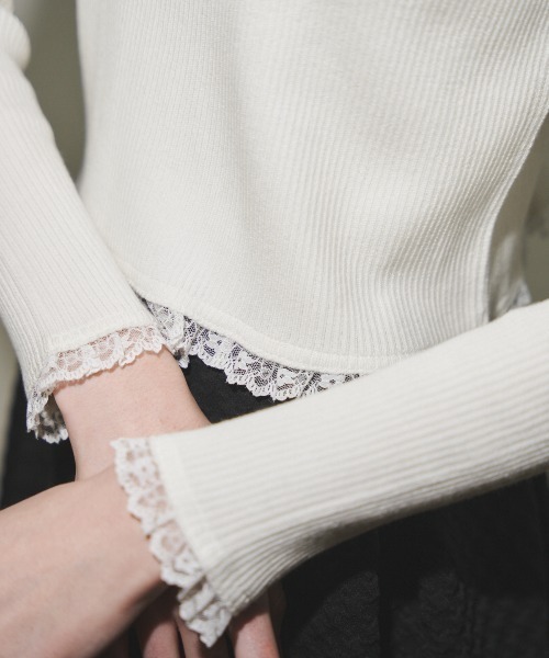 MIRO AMURETTE（ミロアミュレット）の「MIRO lace turtleneck/リブニットトップス（ニット/セーター・レディース・ホワイト・FREE）」の7枚目の写真