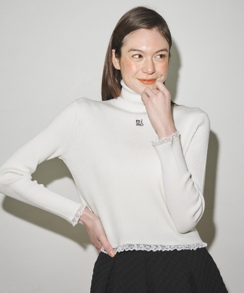 MIRO AMURETTE（ミロアミュレット）の「MIRO lace turtleneck/リブニットトップス（ニット/セーター・レディース・ホワイト・FREE）」の18枚目の写真
