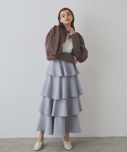 VIOLETTA（ヴィオレッタ）の「パワショルボレロジャケット（ノーカラージャケット・レディース・ブラック/モカ・FREE）」の8枚目の写真