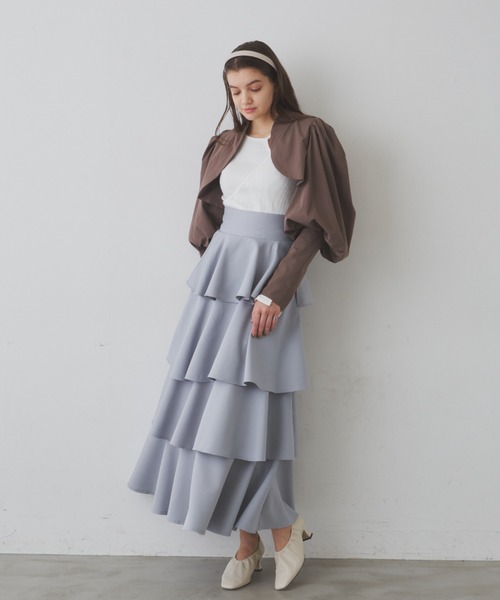 VIOLETTA（ヴィオレッタ）の「パワショルボレロジャケット（ノーカラージャケット・レディース・ブラック/モカ・FREE）」の14枚目の写真