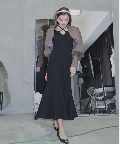 VIOLETTA（ヴィオレッタ）の「パワショルボレロジャケット（ノーカラージャケット・レディース・ブラック/モカ・FREE）」の13枚目の写真