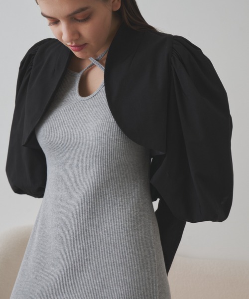 VIOLETTA（ヴィオレッタ）の「パワショルボレロジャケット（ノーカラージャケット・レディース・ブラック/モカ・FREE）」の11枚目の写真