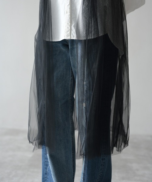 HERENCIA（ヘレンチア）の「チュール ショルダータック ミドル丈 ベストジレ（ベスト・レディース・ブラック・MEDIUM）」の12枚目の写真