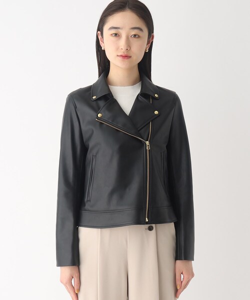 OPAQUE.CLIP(オペークドットクリップ)の「◆フェイクレザー ライダースジャケット【洗える】(ライダースジャケット・レディース・ブラック・34/36/38/40/42)」の10枚目の写真