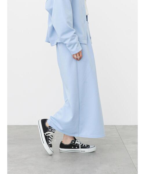 Samansa Mos2 blue（サマンサモスモスブルー）の「カットナロースカート(セットアップ可)（スカート・レディース・ライトベージュ/ブルー/グリーン/シルバーグレー/ブラック・ﾌﾘ-）」の22枚目の写真