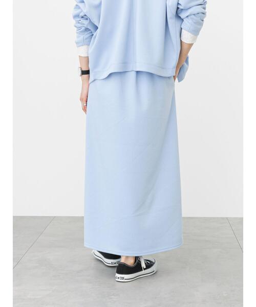 Samansa Mos2 blue（サマンサモスモスブルー）の「カットナロースカート(セットアップ可)（スカート・レディース・ライトベージュ/ブルー/グリーン/シルバーグレー/ブラック・ﾌﾘ-）」の21枚目の写真