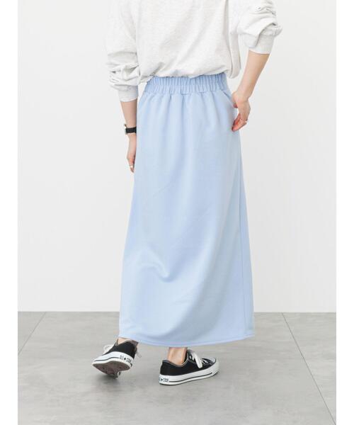 Samansa Mos2 blue（サマンサモスモスブルー）の「カットナロースカート(セットアップ可)（スカート・レディース・ライトベージュ/ブルー/グリーン/シルバーグレー/ブラック・ﾌﾘ-）」の20枚目の写真