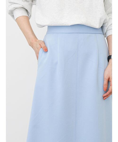 Samansa Mos2 blue（サマンサモスモスブルー）の「カットナロースカート(セットアップ可)（スカート・レディース・ライトベージュ/ブルー/グリーン/シルバーグレー/ブラック・ﾌﾘ-）」の18枚目の写真