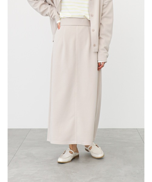 Samansa Mos2 blue（サマンサモスモスブルー）の「カットナロースカート(セットアップ可)（スカート・レディース・ライトベージュ/ブルー/グリーン/シルバーグレー/ブラック・ﾌﾘ-）」の4枚目の写真