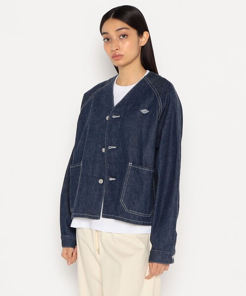 DANTON ノーカラー デニムジャケット 34 DANTON｜デニム ノーカラー ショートジャケット DENIM COLLARLESS