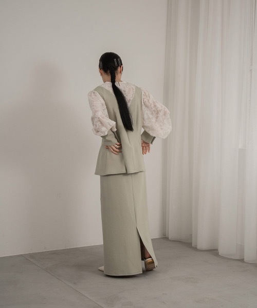 I_am（アイアム）の「jacquard lace volume sleeve tuck blouse / ジャガードレースボリュームスリーブタックブラウス（シャツ/ブラウス・レディース・グリーン/ブラック/アイボリー・FREE）」の19枚目の写真