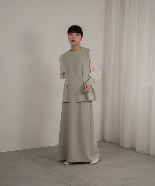 I_am（アイアム）の「jacquard lace volume sleeve tuck blouse