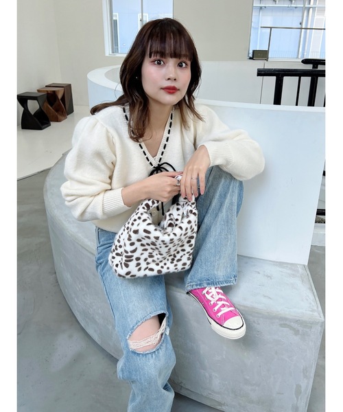 JUMELLE(ジュメロ)の「リボンソーイングニット(カーディガン/ボレロ・レディース・アイボリー・FREE)」の16枚目の写真