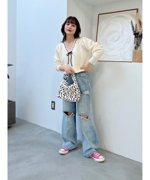 JUMELLE(ジュメロ)の「リボンソーイングニット(カーディガン/ボレロ・レディース・アイボリー・FREE)」の7枚目の写真