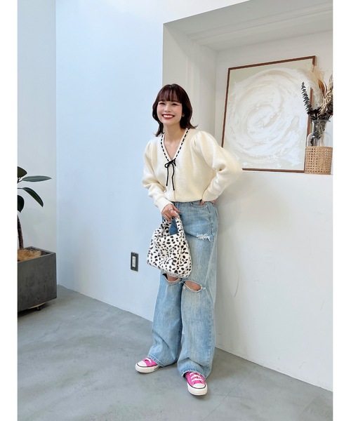 JUMELLE(ジュメロ)の「リボンソーイングニット(カーディガン/ボレロ・レディース・アイボリー・FREE)」の11枚目の写真