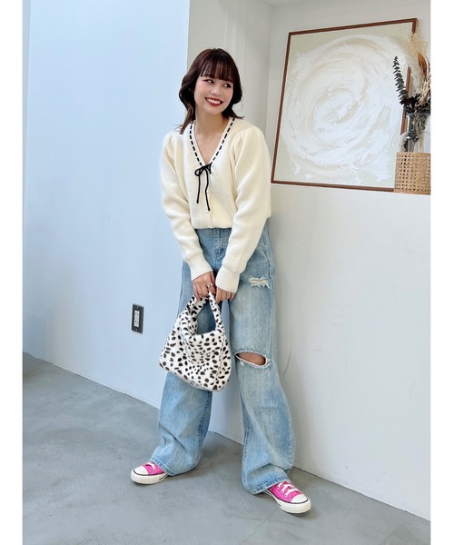 JUMELLE(ジュメロ)の「リボンソーイングニット(カーディガン/ボレロ・レディース・アイボリー・FREE)」の14枚目の写真