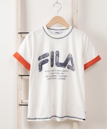 FILA（フィラ）の「【FILA/フィラ】 ブランドロゴ ヴィンテージ風プリント 袖裏切替えカラーデザイン 半袖Tシャツ/ ロールアップ【140cm-160cm】（Tシャツ/カットソー・キッズ）」