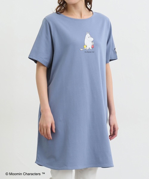 MOOMIN Ivana Helsinki ムーミン柄 半袖ワンピース ブルー