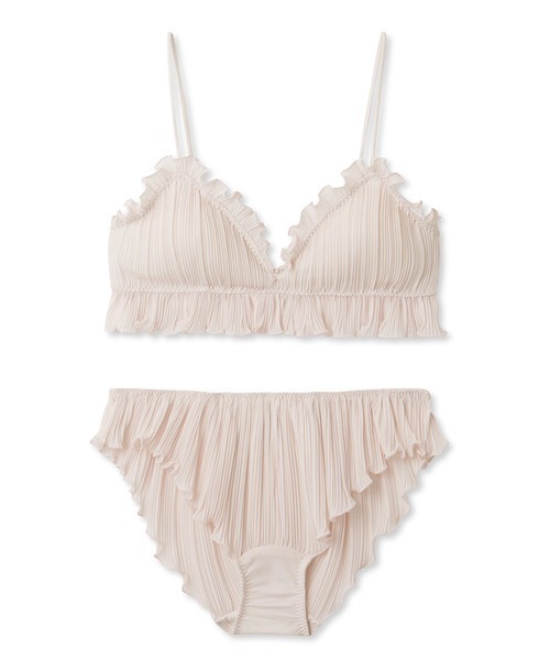 gelato pique（ジェラートピケ）の「プリーツシフォンブラ＆ショーツ（ブラ&ショーツ・レディース・オフホワイト/ピンク・FREE）」の2枚目の写真