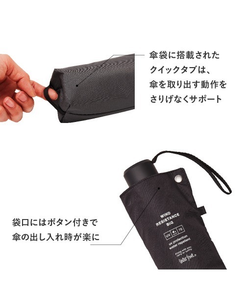 Waterfront(ウォーターフロント)の「【風に強く大きい】富山サンダー インバッグ 70(折りたたみ傘・メンズ・ネイビー/グレー/ブラック・FREE)」の10枚目の写真