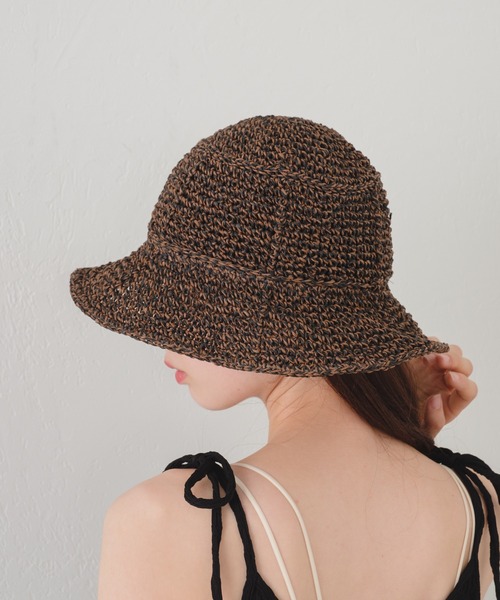 Kastane(カスタネ)の「透かし編みペーパーHAT(ハット・レディース・ベージュ/ブラウン/アイボリー・FREE)」の5枚目の写真