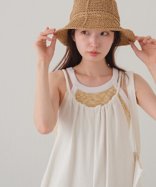 Kastane(カスタネ)の「透かし編みペーパーHAT(ハット・レディース・ベージュ/ブラウン/アイボリー・FREE)」の9枚目の写真