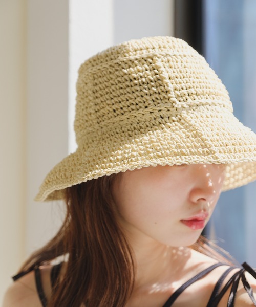 Kastane(カスタネ)の「透かし編みペーパーHAT(ハット・レディース・ベージュ/ブラウン/アイボリー・FREE)」の19枚目の写真