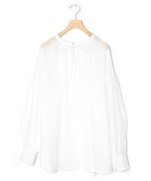 w closet(ダブルクローゼット)の「【前後2WAY】リボンシアーシャツ(シャツ/ブラウス・レディース・オフホワイト/サックスブルー/グレイッシュベージュ・FREE)」の20枚目の写真