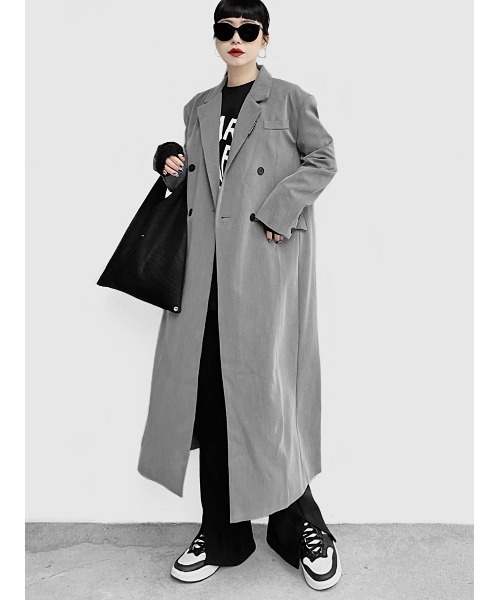 LVEU.（ラブユ.）の「Back slit long chester coat / バックスリットロングチェスターコート(Ai select)（チェスターコート・レディース・ブラック/グレー・FREE）」の9枚目の写真