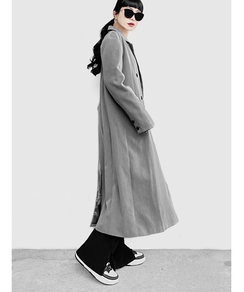 LVEU.（ラブユ.）の「Back slit long chester coat / バックスリットロングチェスターコート(Ai select)（チェスターコート・レディース・ブラック/グレー・FREE）」の10枚目の写真