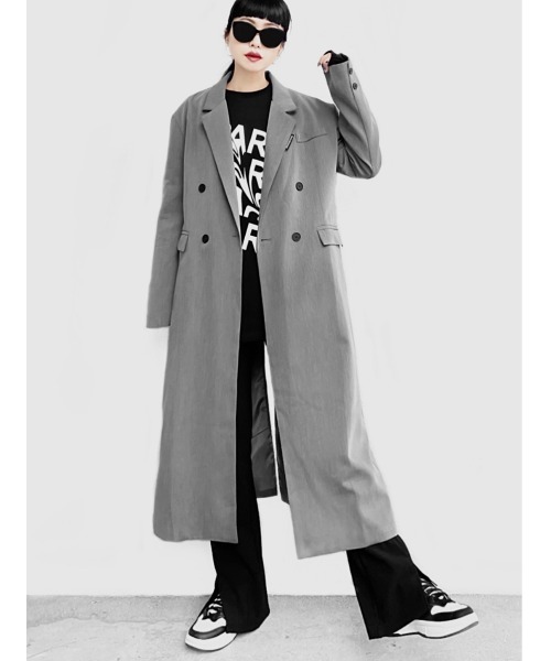 LVEU.（ラブユ.）の「Back slit long chester coat / バックスリットロングチェスターコート(Ai select)（チェスターコート・レディース・ブラック/グレー・FREE）」の11枚目の写真