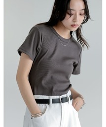 Re:EDIT | [新色追加][累計販売枚数2.1万枚突破][華奢見えリブTシャツ]テレコリブクルーネック半袖Tシャツ(Tシャツ/カットソー)