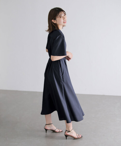 La TOTALITE（ラトータリテ）の「ドットプリントシャツワンピース（シャツワンピース・レディース・ネイビー/ベージュ・FREE）」の8枚目の写真