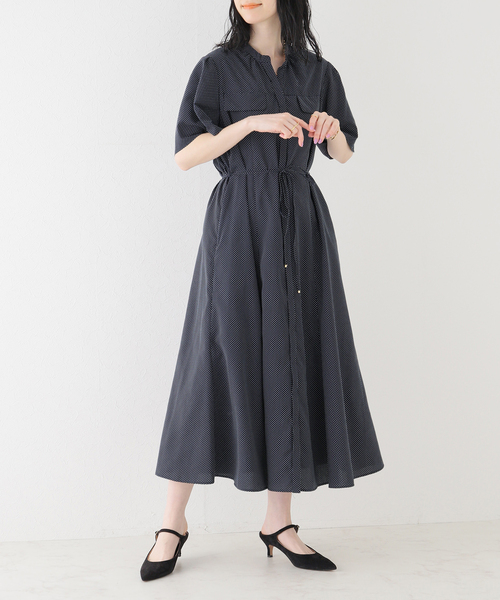 La TOTALITE（ラトータリテ）の「ドットプリントシャツワンピース（シャツワンピース・レディース・ネイビー/ベージュ・FREE）」の12枚目の写真