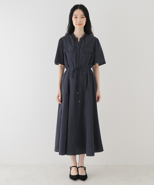 La TOTALITE（ラトータリテ）の「ドットプリントシャツワンピース（シャツワンピース・レディース・ネイビー/ベージュ・FREE）」の13枚目の写真