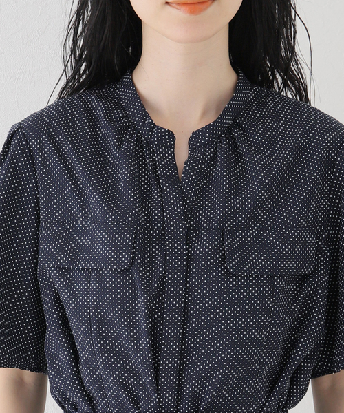 La TOTALITE（ラトータリテ）の「ドットプリントシャツワンピース（シャツワンピース・レディース・ネイビー/ベージュ・FREE）」の17枚目の写真