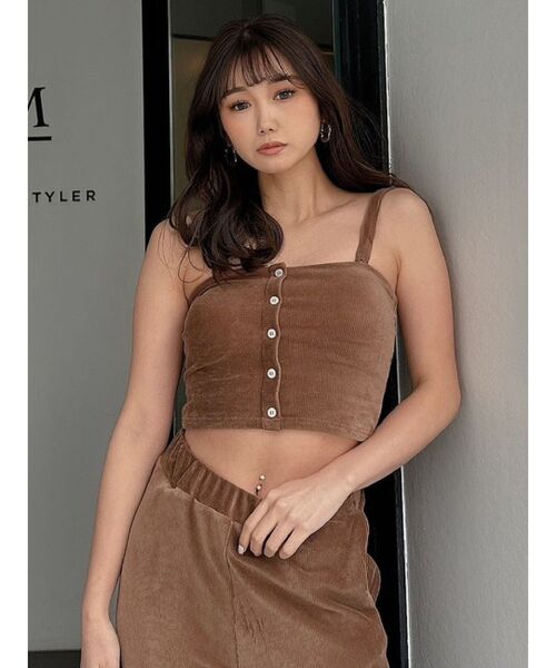 GYDA（ジェイダ）の「【SET着用可】フロントボタンカットコーデュロイビスチェ（キャミソール・レディース・グレー/ブラック/ブラウン・FREE）」の11枚目の写真