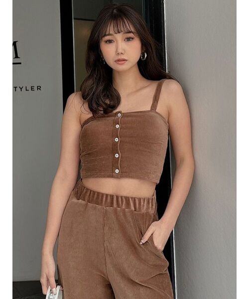 GYDA（ジェイダ）の「【SET着用可】フロントボタンカットコーデュロイビスチェ（キャミソール・レディース・グレー/ブラック/ブラウン・FREE）」の12枚目の写真
