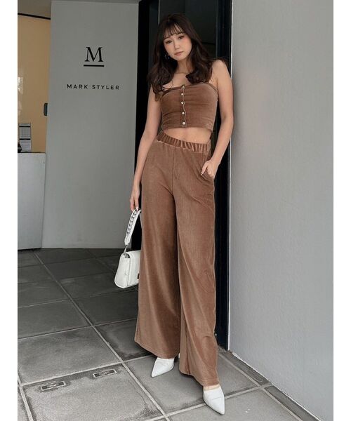 GYDA ジェイダ フロントボタン コーデュロイ ビスチェ キャミ トップス GYDA（ジェイダ）の「【SET着用可】フロントボタンカット