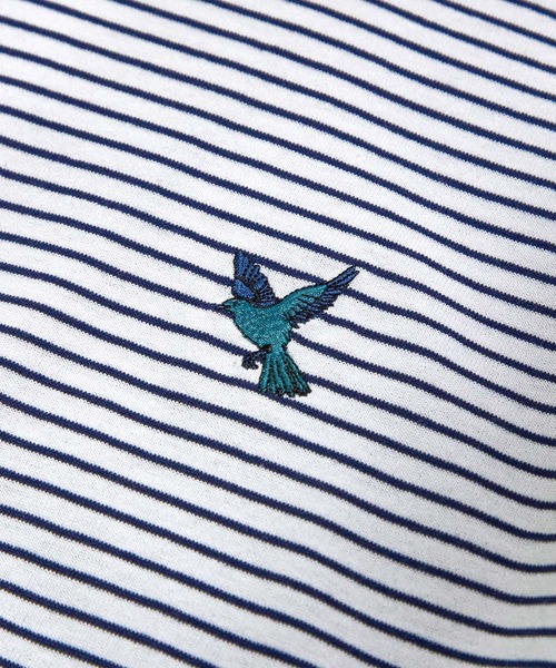 EMMA CLOTHES(エマクローズ)の「オーバーサイズ ワンポイント刺繍 ボーダーショートスリーブ Tシャツ EMMA CLOTHES 2023SS(Tシャツ/カットソー・メンズ・ブラック/グリーン/ネイビー/オレンジ・L/M)」の12枚目の写真