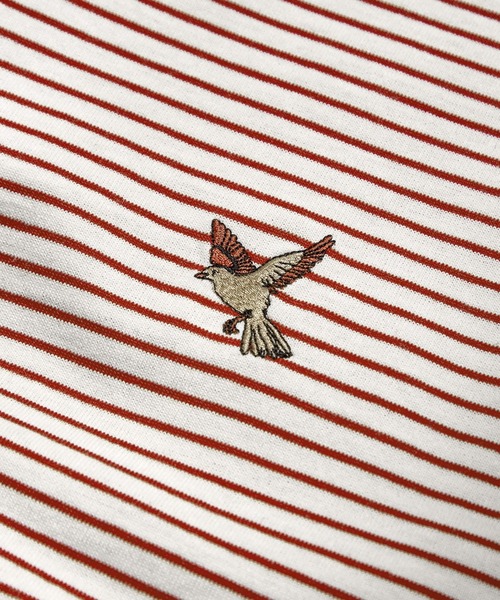 EMMA CLOTHES(エマクローズ)の「オーバーサイズ ワンポイント刺繍 ボーダーショートスリーブ Tシャツ EMMA CLOTHES 2023SS(Tシャツ/カットソー・メンズ・ブラック/グリーン/ネイビー/オレンジ・L/M)」の14枚目の写真