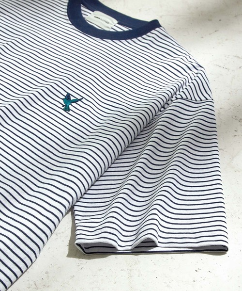 EMMA CLOTHES(エマクローズ)の「オーバーサイズ ワンポイント刺繍 ボーダーショートスリーブ Tシャツ EMMA CLOTHES 2023SS(Tシャツ/カットソー・メンズ・ブラック/グリーン/ネイビー/オレンジ・L/M)」の20枚目の写真