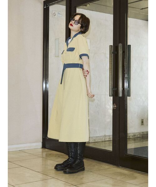 jouetie（ジュエティ）の「バイカラーボーリングシャツワンピース（ワンピース・レディース・ブラック/パープル/イエロー・MEDIUM）」の11枚目の写真